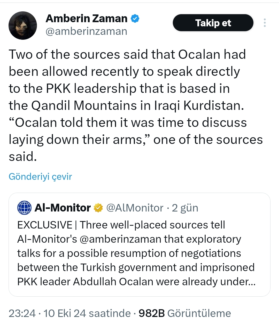 Amberin Zaman ve PKK Yönetiminden Bilgilendirme Beklentisi